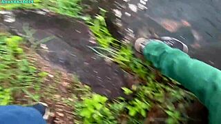 indian schoolgirl moans fuck me harder boyfriend bent over in jungle early morning doggy pussy stretch hindi audio