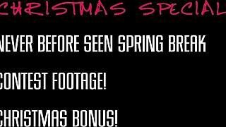 Spring break turns wild with naked slut contest flashing big tits asses in nasty wet t-shirt public party game