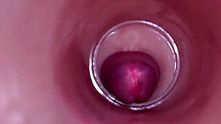 internal camera shows deep creampie insemination close up