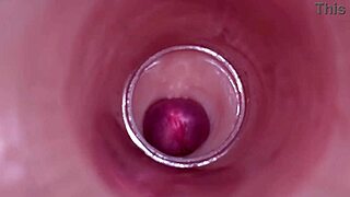 internal camera shows deep creampie insemination close up