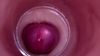 internal camera shows deep creampie insemination close up
