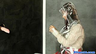 Classy Heeled European Babe Masturbates At Gloryhole In Bukkake Frenzy