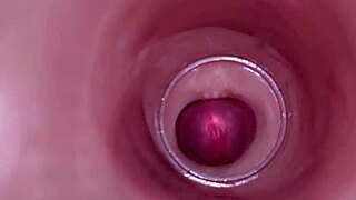internal camera shows deep creampie insemination close up
