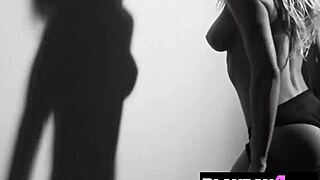Sweet blonde Brittney Shumaker dances seductively stripping during Playboy photoshoot session