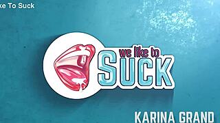 Karina grand's deepthroat cock sucking leads to messy facial cum explosion overwhelming