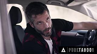 Desperate hitchhiker Kristen Scott seduces escaped criminal in taboo outdoor sex to survive