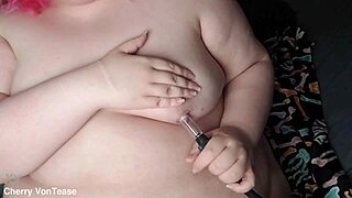 Chubby BBW pumps puffy saggy nipples moans submissive slut close-up