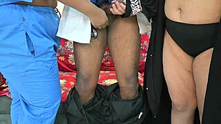 hey nurse, wanna flash those tits while i massage the patient's throbbing cock?