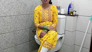 indian stepmom fucks stepson dirty doggystyle in bathroom