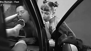 three sexy foot goddesses dominate choke deepthroat lick till you cum hard car bdsm