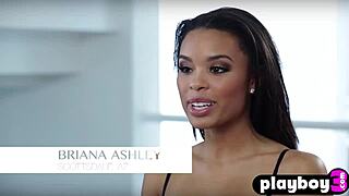 stunning black milf briana ashley strips lingerie to bare big tits