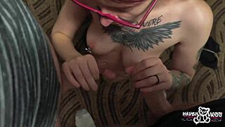 haven moss dives into first threesome sucking hubby and friend together 🤤👅