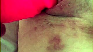 Wifey rams massive 10-inch dildo deep into shaved pussy