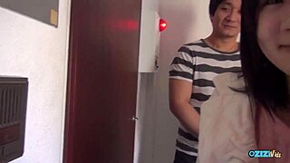 sneaking into bathroom with asian leads to deep sucking and cum tasting