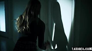 gizelle blanco hides spying on maya woulfe and hazel moore in the room watching intently