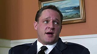 Pilot pounds two hot sluts' shaved pussies doggy and spoons his thick load