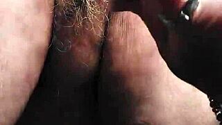 granny slut rams hairy pussy with thick cucumber in kitchen