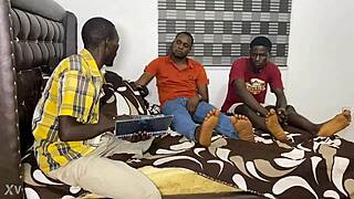 Teacher and Classmates Run Raw Train on Petite Student in Classroom Orgy