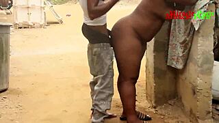 landlord's daughter caught bathing outside takes doggystyle from tenant