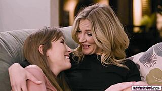 young babe rims blonde stepmom's ass in lesbian play