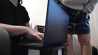 my hot brunette secretary in miniskirt masturbates to orgasm at work?