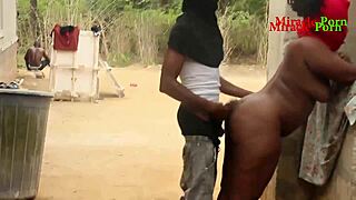 landlord's daughter caught bathing outside takes doggystyle from tenant