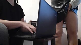 my hot brunette secretary in miniskirt masturbates to orgasm at work?