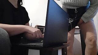 my hot brunette secretary in miniskirt masturbates to orgasm at work?