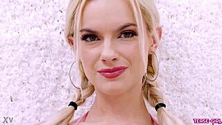 radiant blonde casually shows off her sexy body during the photoshoot interview