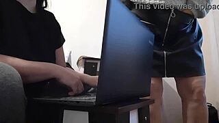 my hot brunette secretary in miniskirt masturbates to orgasm at work?
