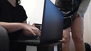 my hot brunette secretary in miniskirt masturbates to orgasm at work?