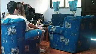 caught spying on stepsis fucking boyfriend doggystyle in living room while i jerk off hidden