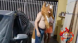 raposinha moans as raposao bends her over car for deep anal pounding 😩🍆 cum in mouth swallow