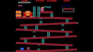 Brunette gamer starts a lively Donkey Kong session with friends online.