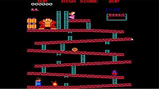 Brunette gamer starts a lively Donkey Kong session with friends online.