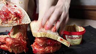 Peanut butter on toes for milf footjob fantasy play