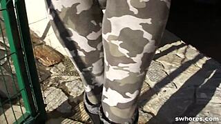 AMATEUR REDHEAD WHORE SUCKS HUGE OUTDOOR COCK LIKE A PRO!