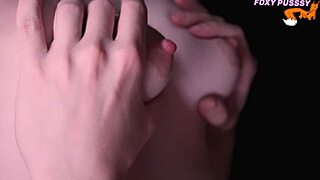 mmm close up on these puffy teen tits getting licked sucked and touched all over