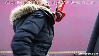 AMATEUR REDHEAD WHORE SUCKS HUGE OUTDOOR COCK LIKE A PRO!