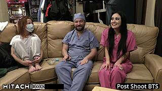 Patient blaire celeste squirms under doctor's hitachi in tampa clinic