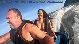 she hits the jet ski waves in guarujá sp beach with her big brazilian ass bent over for first time latina teen fun