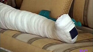 Fetish-Concept Punished Teen Spanked On Stairs Outdoor Cast Leg