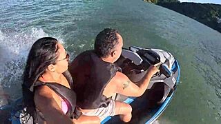 she hits the jet ski waves in guarujá sp beach with her big brazilian ass bent over for first time latina teen fun
