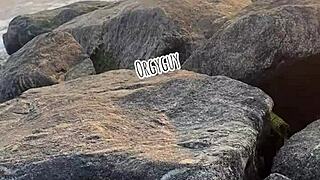 Wife's Juicy Pussy Flashes Wild on the Beach! Who's Watching?