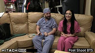 Patient blaire celeste squirms under doctor's hitachi in tampa clinic