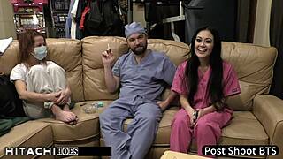 Patient blaire celeste squirms under doctor's hitachi in tampa clinic