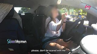 my hot latina wife showing off her big tits in car to stranger let him grope me bad