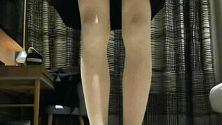 femboy in black dress jerks to huge cumshot