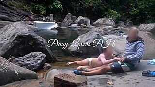 Pinay student slut dragged to river for hardcore outdoor public fuck scandal!