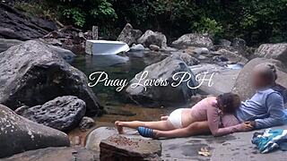 Pinay student slut dragged to river for hardcore outdoor public fuck scandal!